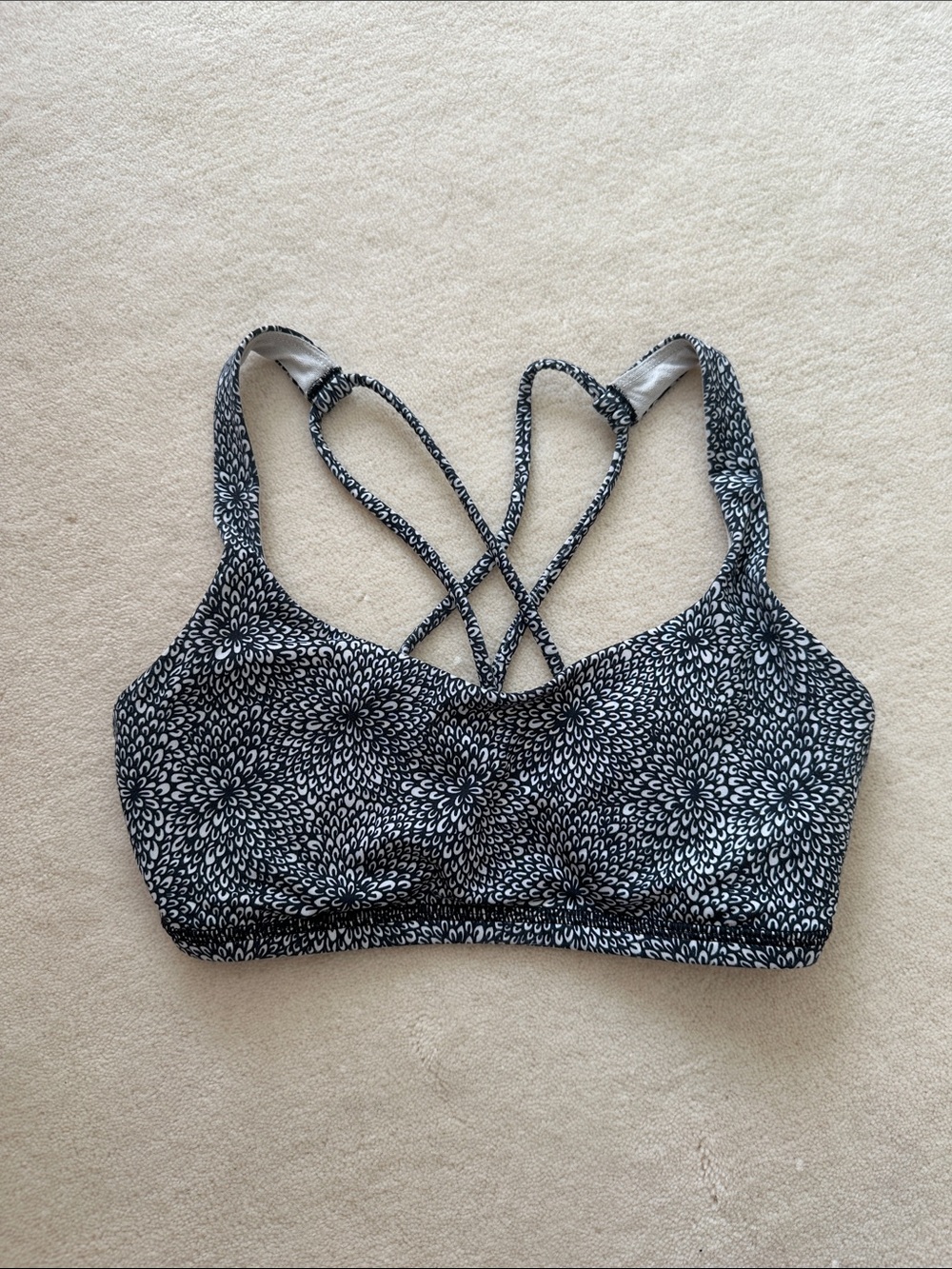 Lululemon Free to Be Floral Strappy Sports Bra Blue 2